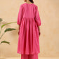 Janasya Light Dobby Cotton Yoke Embroidery A-Line Kurta Set | Swadesiicart