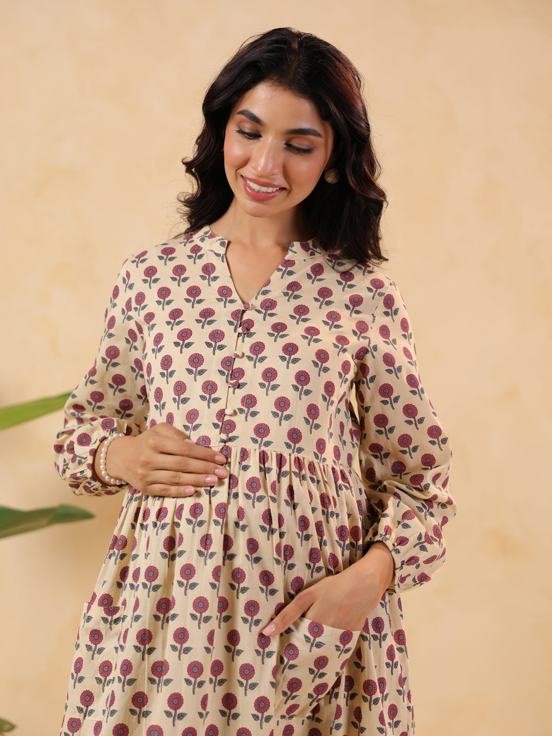 Janasya Light Cotton Floral A-Line Kurta Set | Swadesiicart
