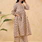 Janasya Light Cotton Floral A-Line Kurta Set | Swadesiicart