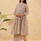 Janasya Light Cotton Floral A-Line Kurta Set | Swadesiicart
