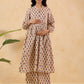 Janasya Light Cotton Floral A-Line Kurta Set | Swadesiicart