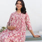 Janasya Light Cotton Floral Gathered Kurta | Swadesiicart