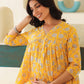 Janasya Bright Cotton Floral Gathered Kurta | Swadesiicart
