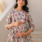 Janasya Dark Cotton Floral Gathered Kurta | Swadesiicart