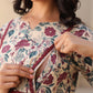 Janasya Dark Cotton Floral Gathered Kurta | Swadesiicart