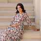 Janasya Dark Cotton Floral Gathered Kurta | Swadesiicart