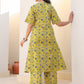 Janasya Bright Cotton Floral A-Line Top & Bottom Set | Swadesiicart
