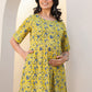 Janasya Bright Cotton Floral A-Line Top & Bottom Set | Swadesiicart