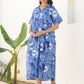 Janasya Dark Cotton Tie & dye Gathered Dress | Swadesiicart