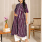 Janasya Dark Cotton Geometric A-Line Kurta - Swadesiicart