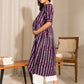 Janasya Dark Cotton Geometric A-Line Kurta - Swadesiicart