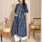 Janasya Dark Cotton Geometric A-Line Kurta - Swadesiicart