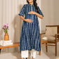 Janasya Dark Cotton Geometric A-Line Kurta - Swadesiicart