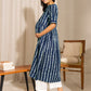 Janasya Dark Cotton Geometric A-Line Kurta - Swadesiicart