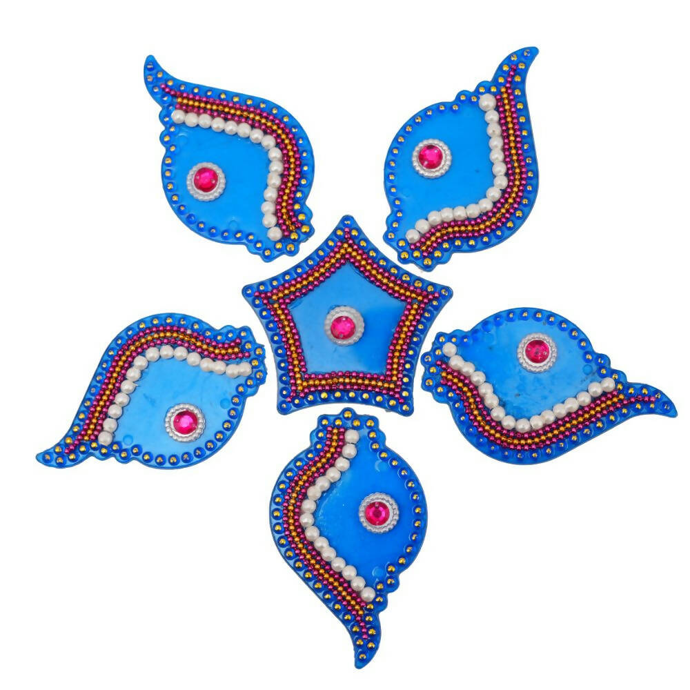 Kundan HandiKrafts Shank Rangoli Blue (Baby) - Aahana - The Bliss Store
