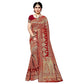 Vamika Red Banarasi Jacquard Weaving Saree | Swadesiicart