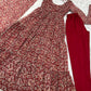 Lorenvalley Fashion Women Pure Soft Georgette Kalamkari Print Fully Flair Anarkali With Pant Dupatta Set - Maroon | Swadesiicart