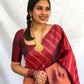 DEIANA'S Beautiful Designer Golden zari Soft Lichi Silk Saree - Brown - Swadesiicart