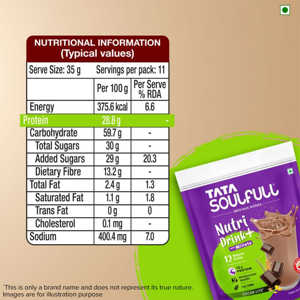 Tata Soulfull Nutri Drink+ With Millets - Cocoa Lite Flavor | Swadesiicart