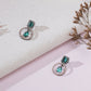 Stone kundan earrings (green) - Ruby Raang - Swadesiicart