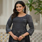 Juniper Women's Black Abstract Printed Kurta With Sequins - Swadesiicart