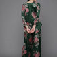Ahalyaa Women Floral Printed Velvet Tunic with Palazzos - Green Color | Swadesiicart