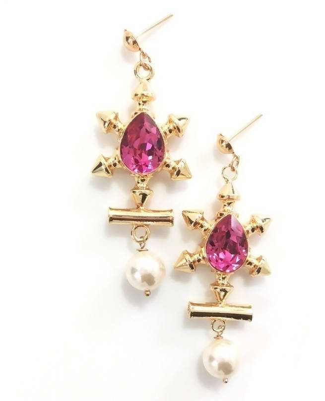 Bling Accessories Swarovski Fuchsia Earrings | Swadesiicart