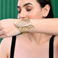 VOJ Pack of 3 Bracelet - Gold, Silver and Black Tonned Kada Bracelet. - Swadesiicart