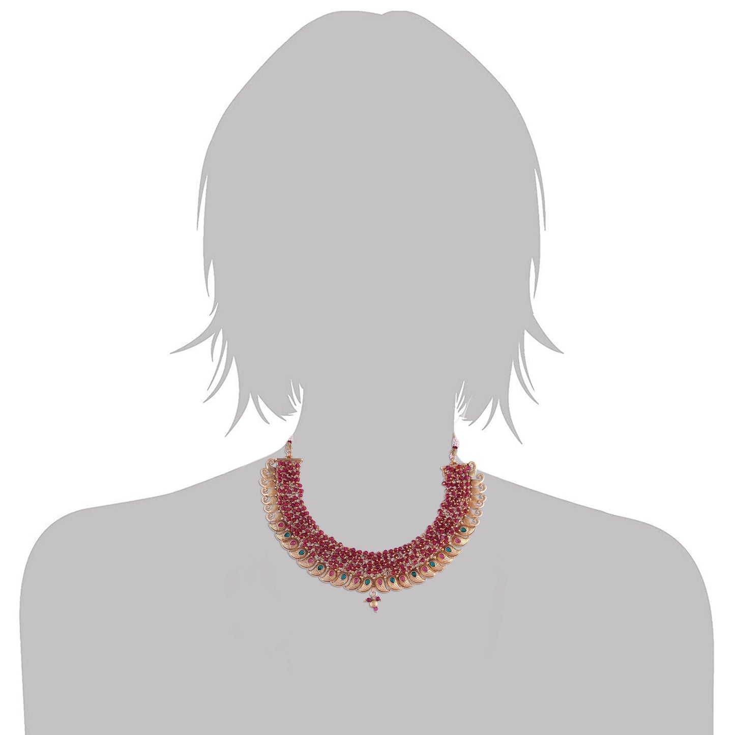 Gold-Polished Brass Pearl Choker Necklace With Earrings for Women/Girls - Wahe Jewels - Swadesiicart