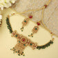 Gold-Polished Traditional Brass Pearl Choker Necklace With Earrings for Women/Girls - Wahe Jewels - Swadesiicart