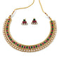 Gold-Polished Traditional White Choker Necklace Jewellery Set For Women/Girls - Wahe Jewels - Swadesiicart