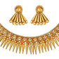 Gold-Polished Traditional Stylish Golden Necklace with Earrings for Women & Girls - Wahe Jewels - Swadesiicart
