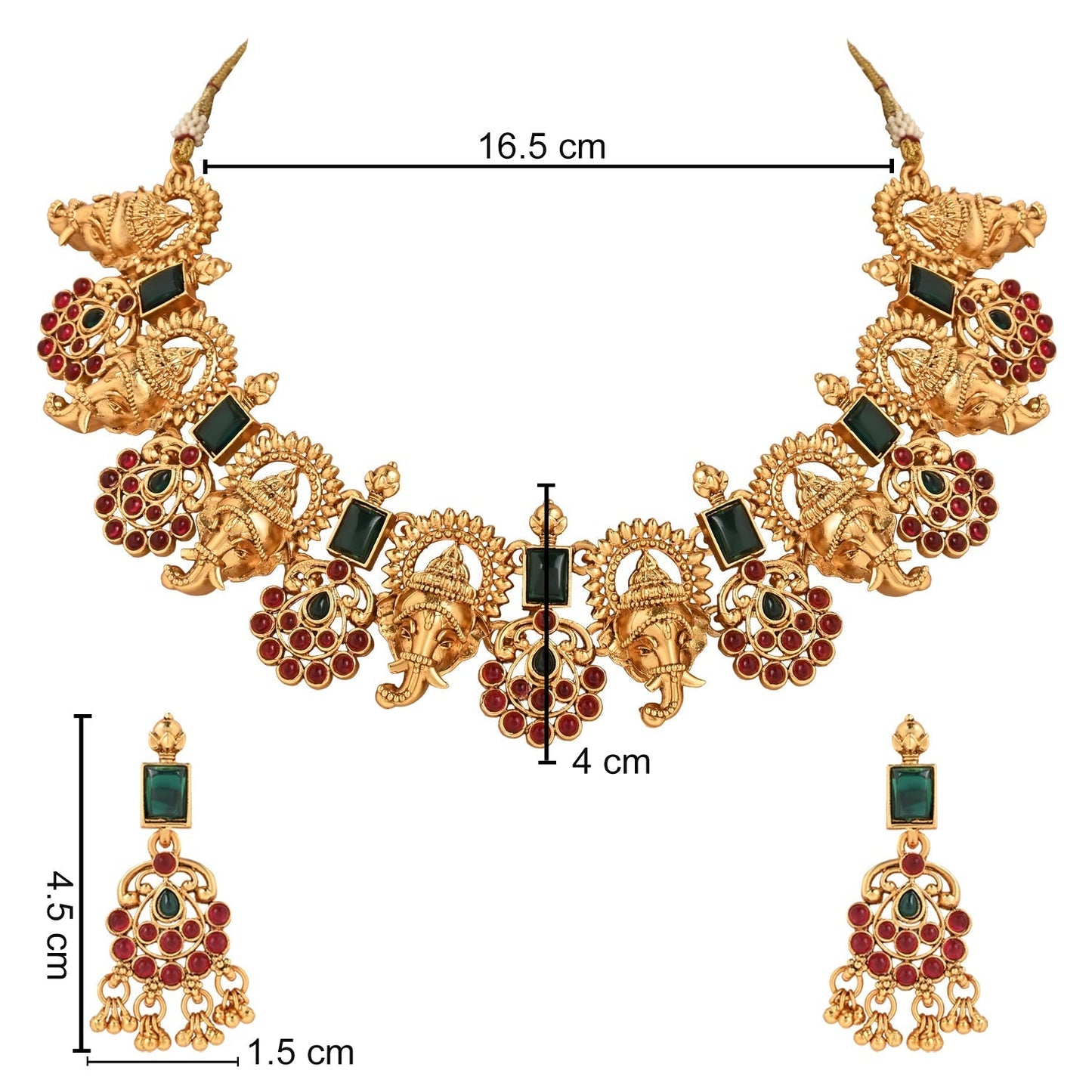 Gold-Polished Traditional Temple Choker Necklace Jewellery With Earrings Set for Women/Girls - Wahe Jewels - Swadesiicart