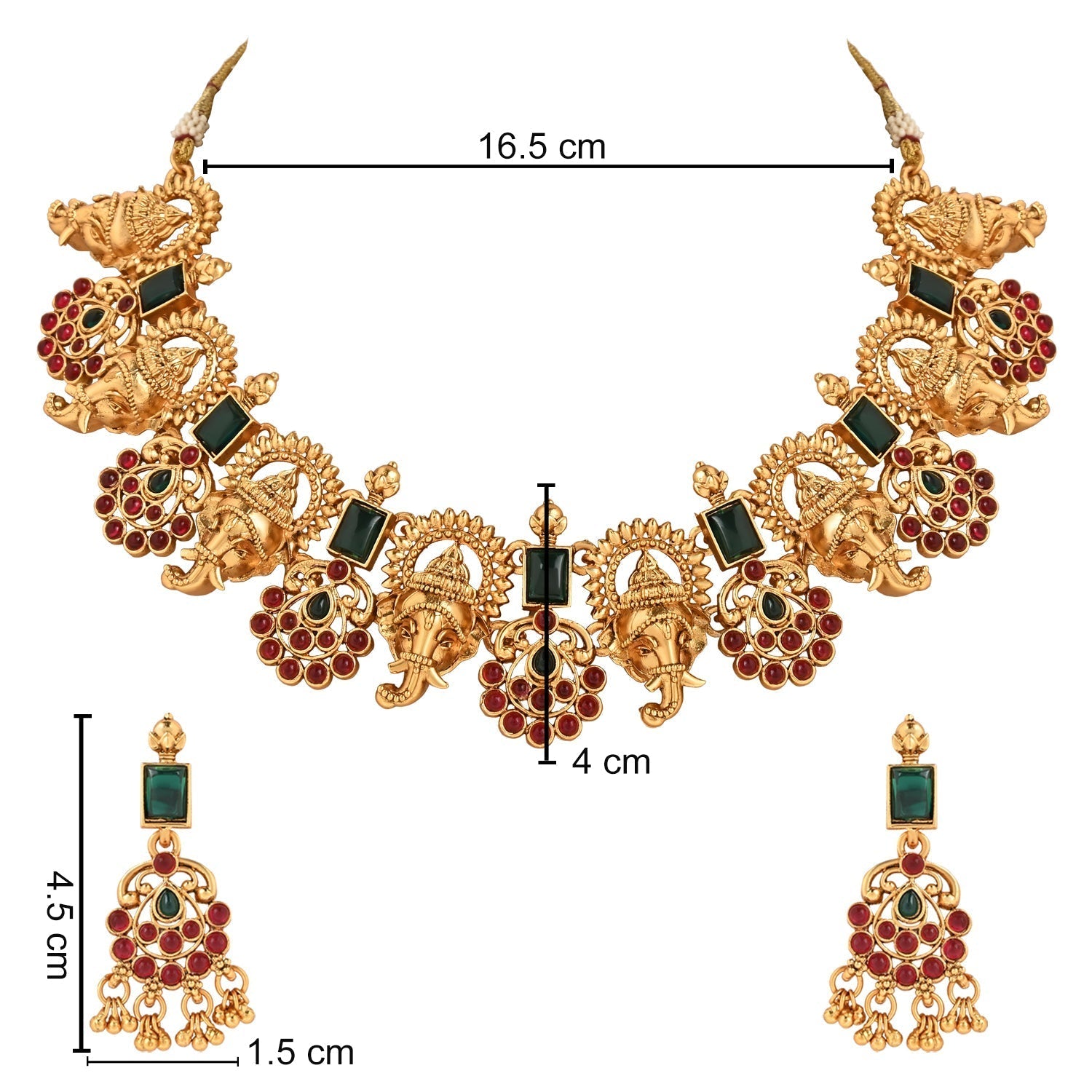 Gold-Polished Traditional Temple Choker Necklace Jewellery With Earrings Set for Women/Girls - Wahe Jewels - Swadesiicart
