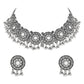 Navratri Ethnic Silver Oxidized Traditional Afghani Choker Necklace Jewellery Set for Women - Wahe Jewels - Swadesiicart