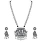 Navratri Ethnic Silver Oxidised Radha Krisha Long Necklace Jewellery With Jhumka Earrings Set For Women/Girls - Wahe Jewels - Swadesiicart