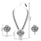 Navratri Ethnic Stylish Silver Oxidised Radha Krishna Design Long Necklace Jewellery Set for Women And Girls - Wahe Jewels - Swadesiicart