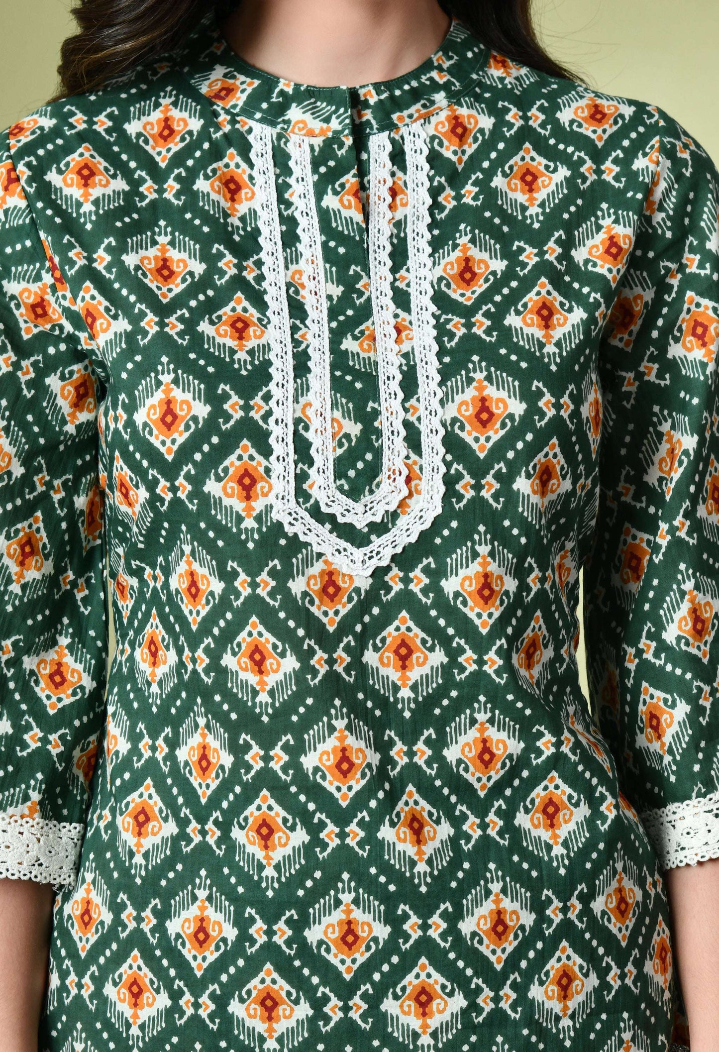 Myshka Women's Cotton Printed Co-ord set in Green Color - Swadesiicart