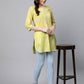 Ahalyaa Women Yellow Pure Cotton Glitter Print Tunic | Swadesiicart