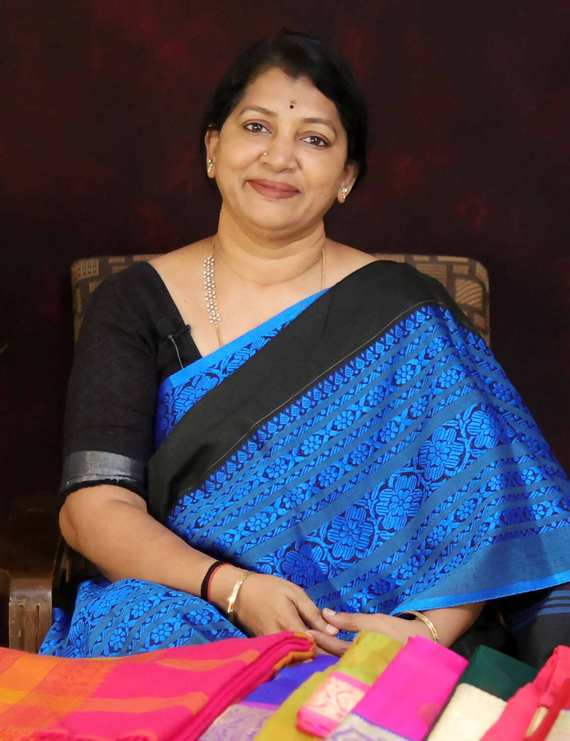 Black And Ink Blue Colour Contrast Thread Border Khadi Cotton Saree By Gayathri Reddy Designer Studio | Swadesiicart