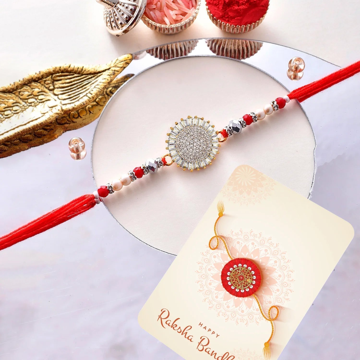 trueBrowns X Voylla Men's American Diamond Thread Rakhi For Brother | Swadesiicart