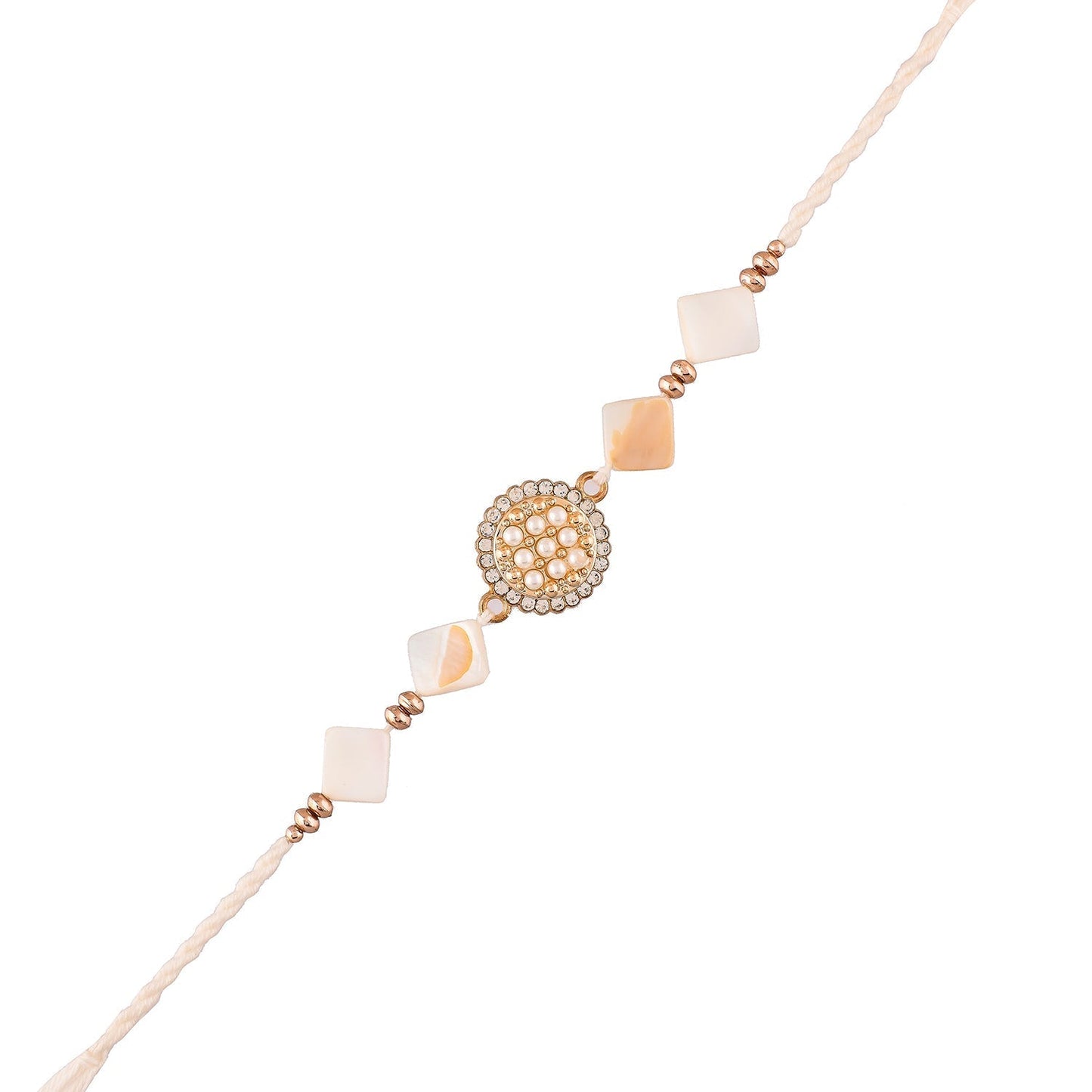 trueBrowns X Voylla White Pearls And Shell Men's Rakhi For Brother | Swadesiicart