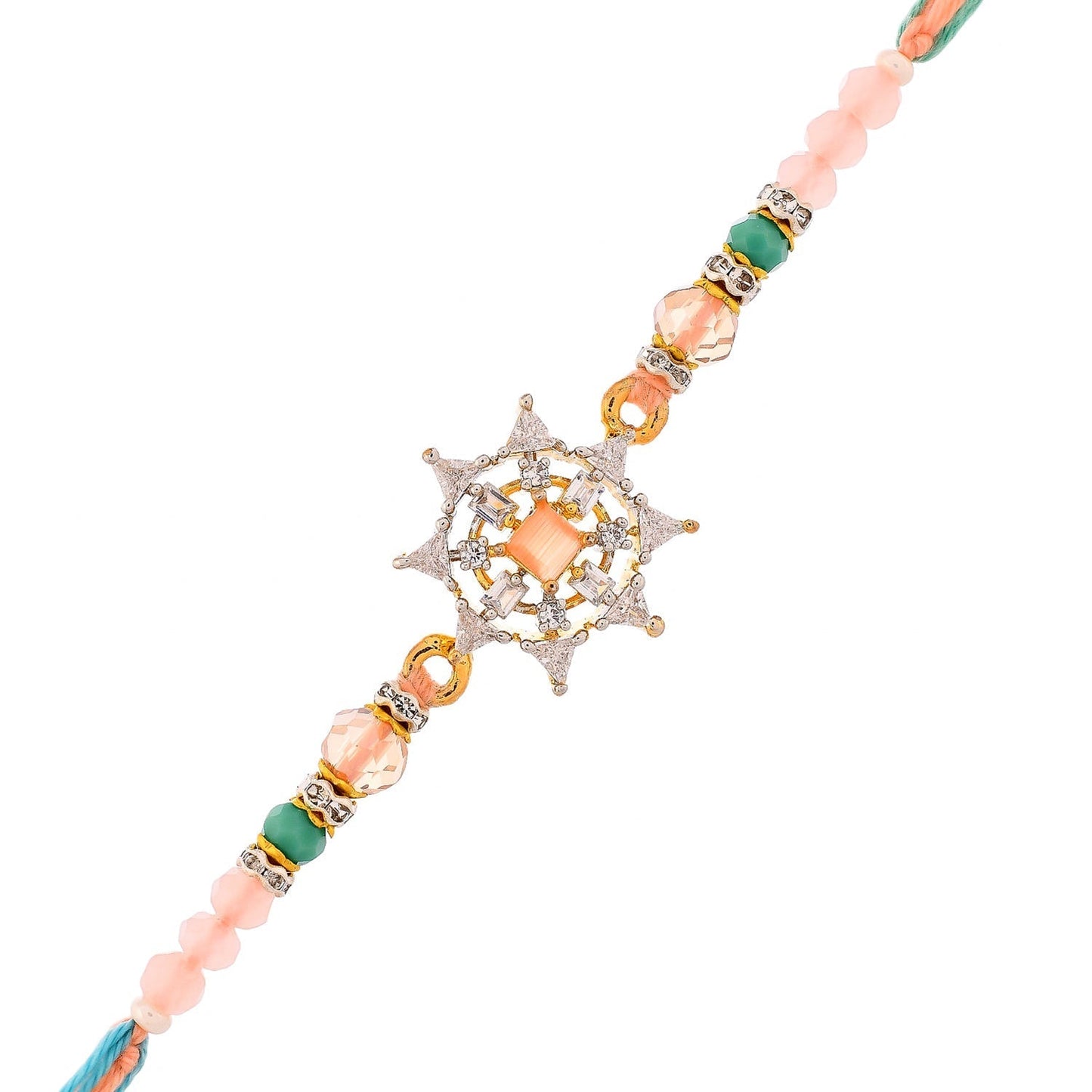 trueBrowns X Voylla Men's Pastel Designer American Diamond Beaded Thread Rakhi For Brother | Swadesiicart