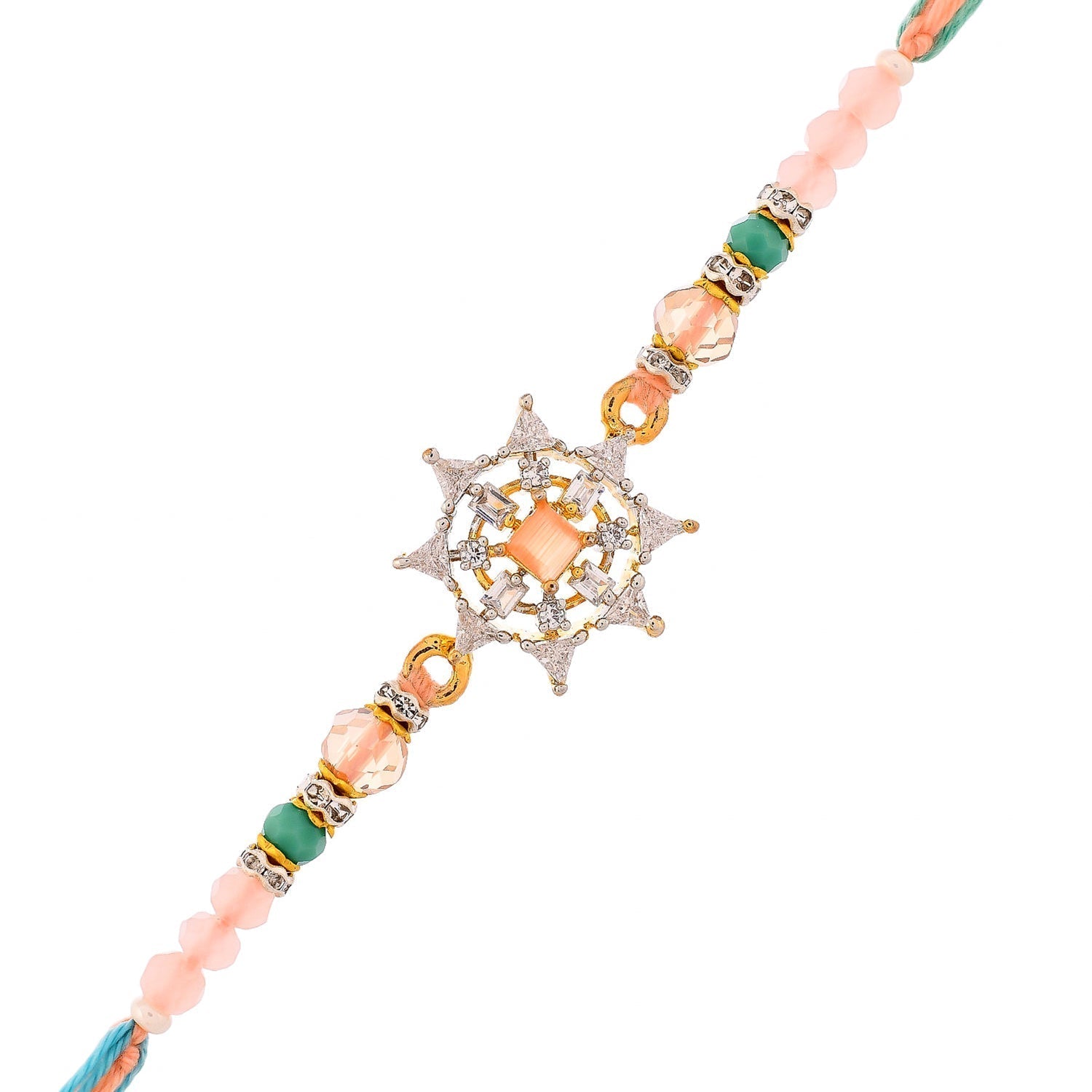 trueBrowns X Voylla Men's Pastel Designer American Diamond Beaded Thread Rakhi For Brother | Swadesiicart