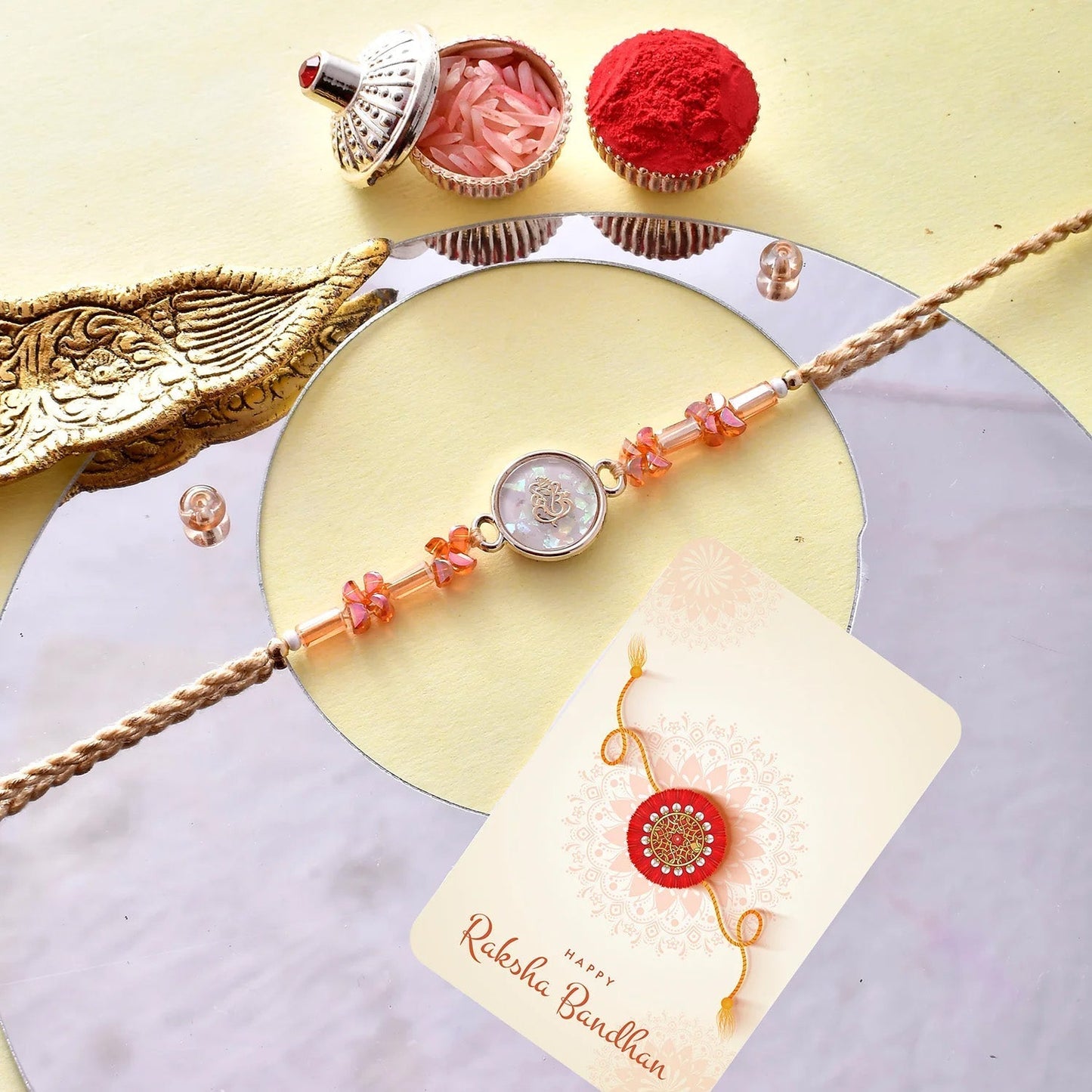 trueBrowns X Voylla Men's Bejewelled Om Thread Rakhi For Brother | Swadesiicart