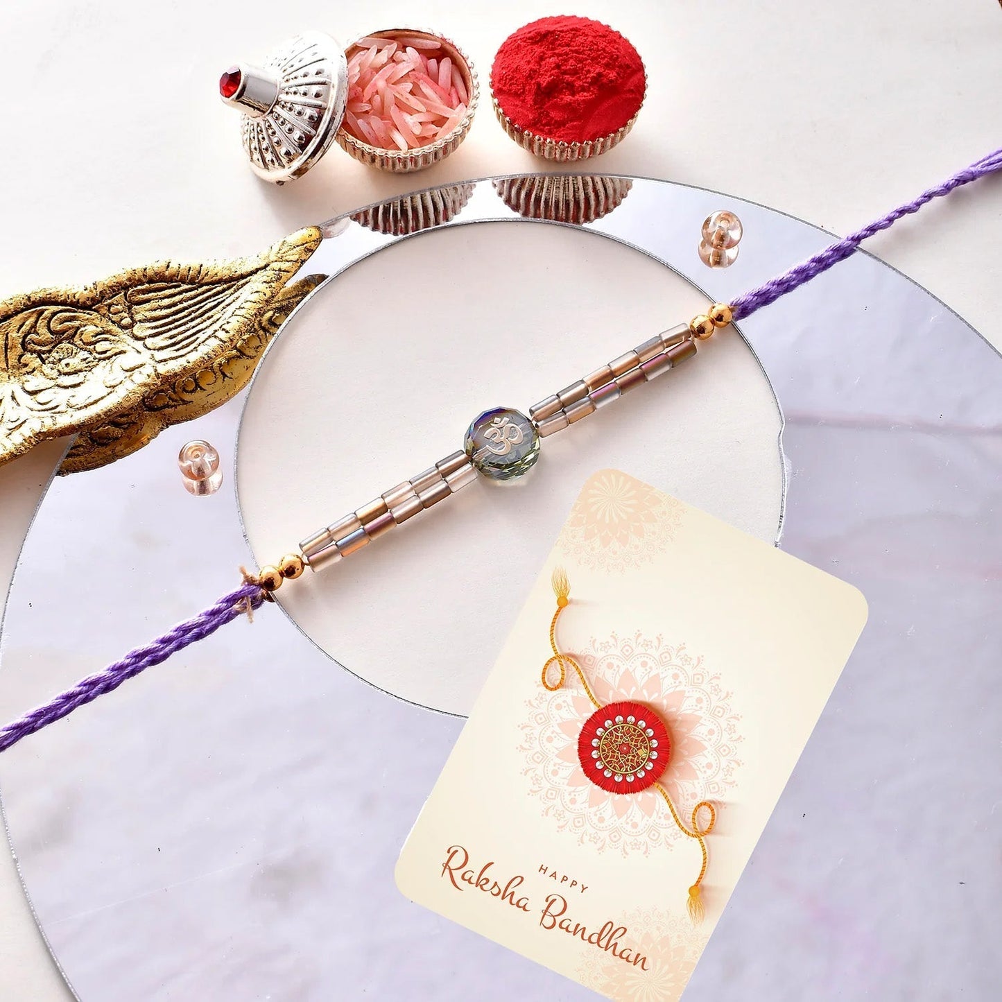 trueBrowns X Voylla Men's Bejewelled Beaded Thread Rakhi For Brother | Swadesiicart