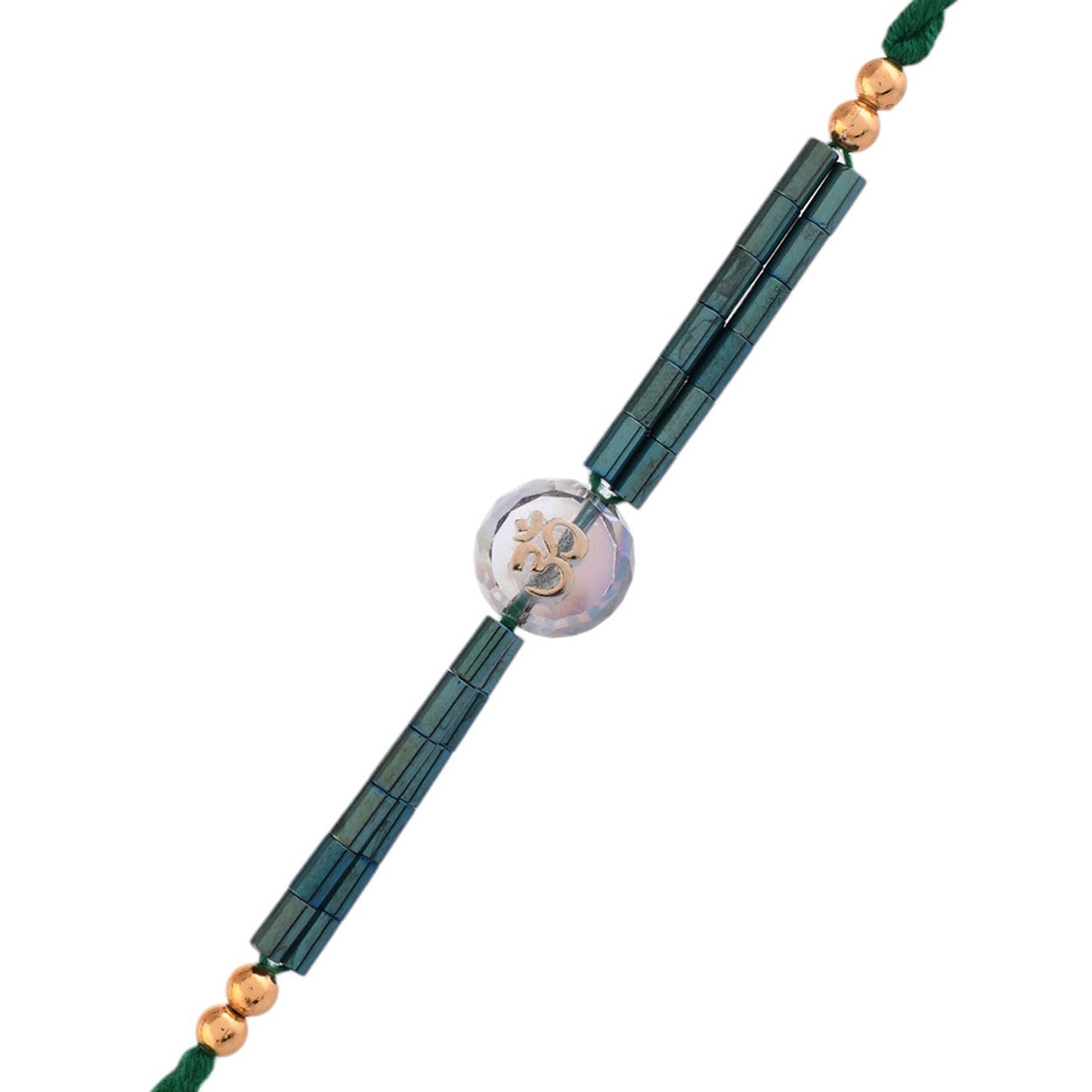 trueBrowns X Voylla Men's Om Green Beads Thread Rakhi For Brother | Swadesiicart