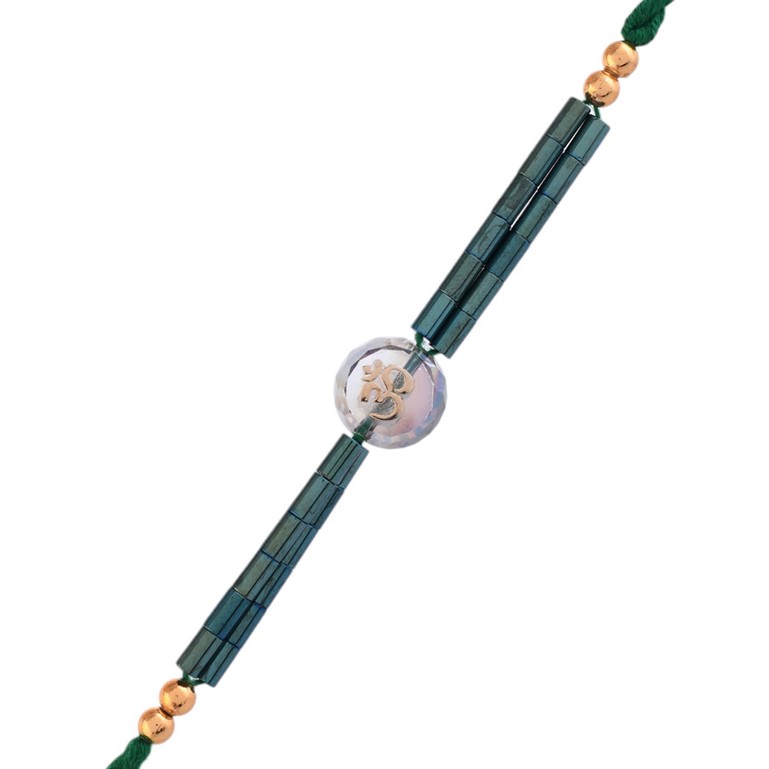 trueBrowns X Voylla Men's Om Green Beads Thread Rakhi For Brother | Swadesiicart