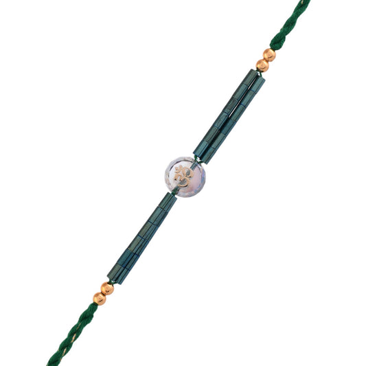 trueBrowns X Voylla Men's Om Green Beads Thread Rakhi For Brother | Swadesiicart