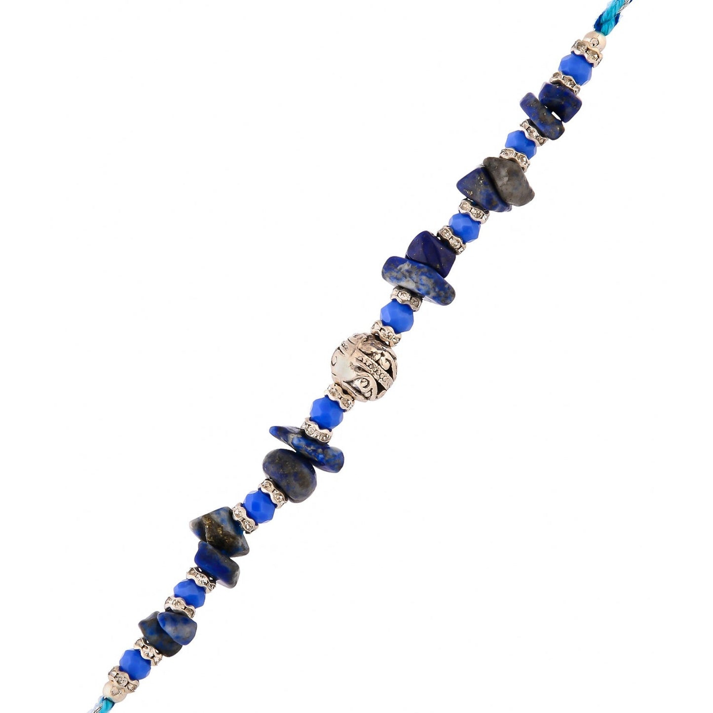trueBrowns X Voylla Blue Beads Bohemian Motif Thread Rakhi For Brother | Swadesiicart